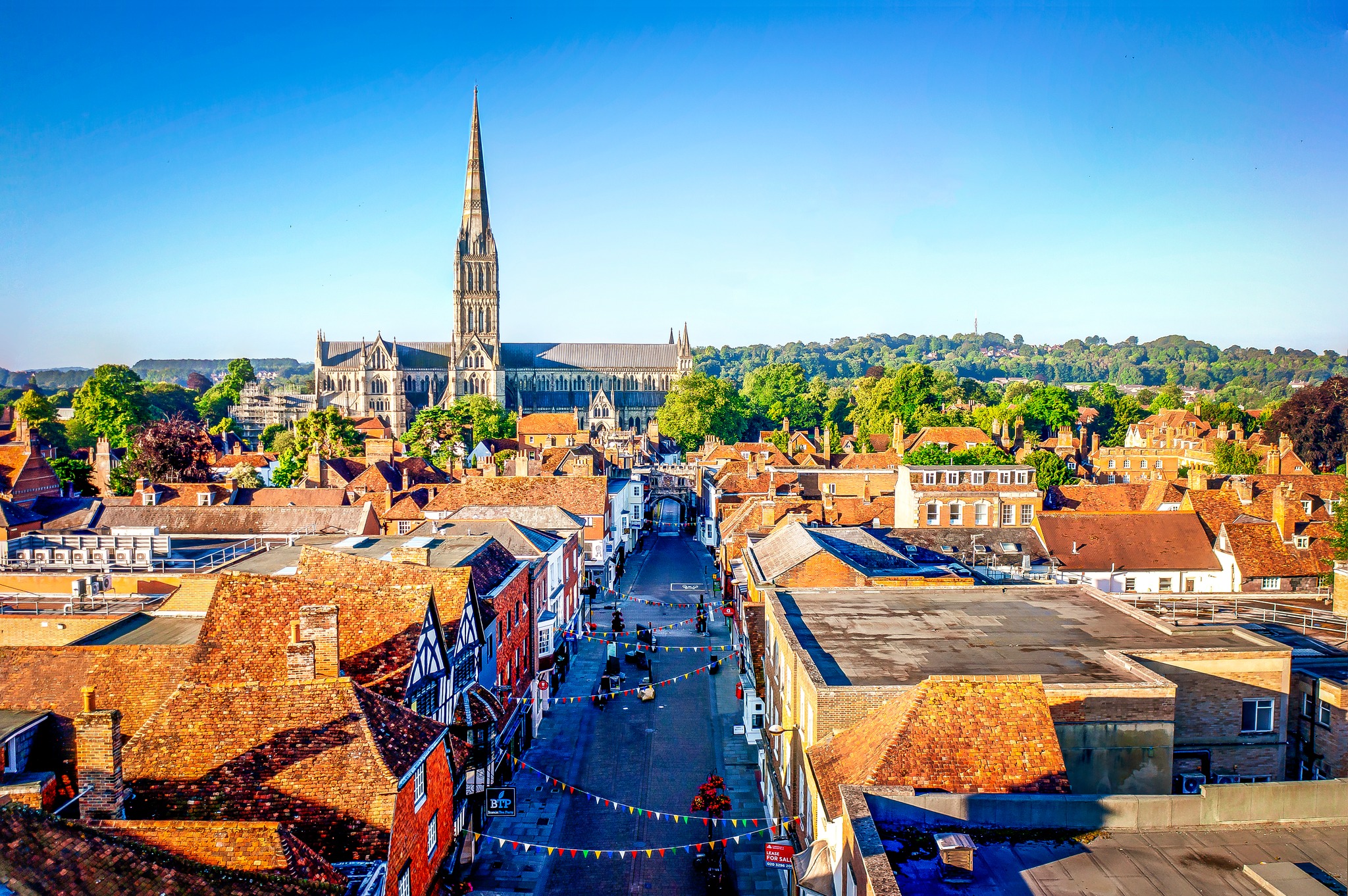 Salisbury High Street From St Thomas's Spire