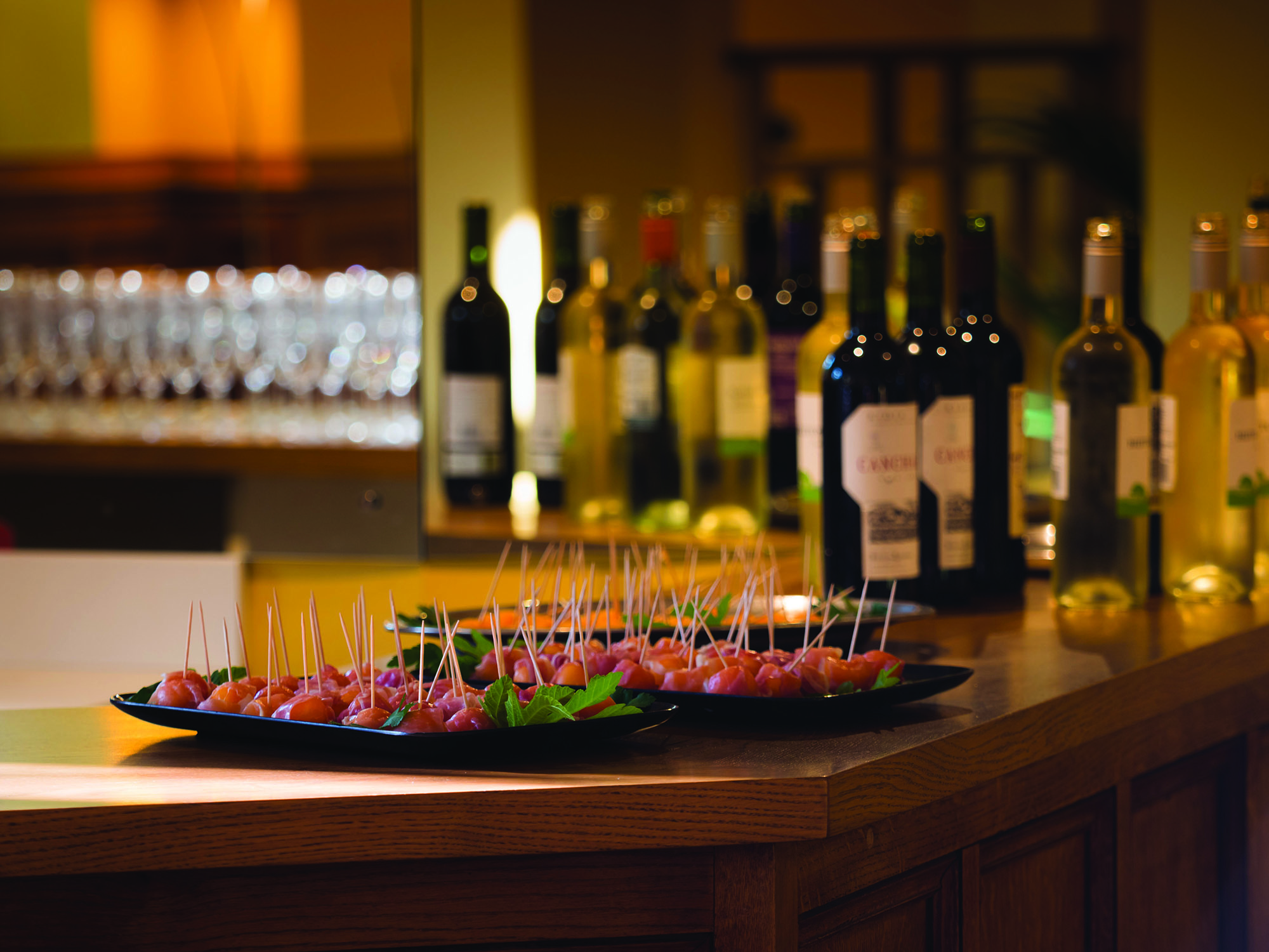 Canapes And Wine On The Bar